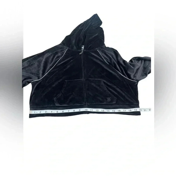 Victoria’s Secret On Point Black Full Zip Velour Hoodie Women’s size Large - Picture 12 of 13